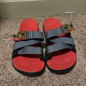 Chaco Red and Gray Sandals with Buckle